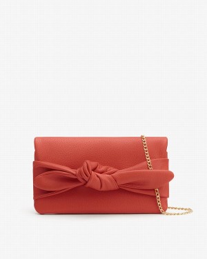 Bolso de Mano Cuyana Bow Mujer Coral Oscuro | WJE8342ZT