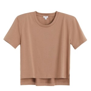 Camiseta Cuyana Acolchado Shoulder Cropped Tee Mujer Kaki | PSU4882KX