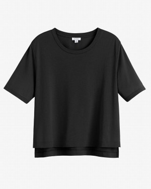 Camiseta Cuyana Pima Cropped Tee Mujer Negras | QEL5993XA