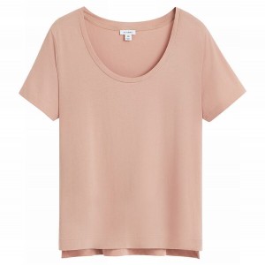 Camiseta Cuyana Pima Scoop Neck Tee Mujer Rosas | VAF553CQ