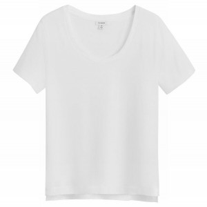 Camiseta Cuyana Pima Scoop Neck Tee Mujer Blancas | BOB1576EB