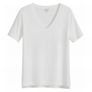 Camiseta Cuyana Pima V-Neck Tee Mujer Blancas | MFM5673SU