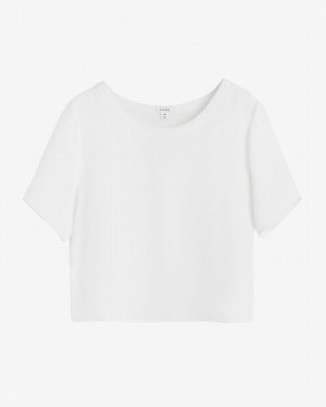 Camiseta Cuyana Silk Cropped Crewneck Tee Mujer Blancas | NYY4692MN