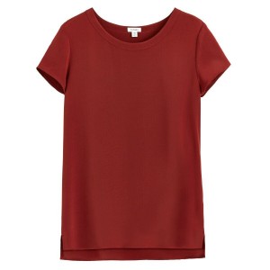 Camiseta Cuyana Silk High-Low Tee Mujer Rojas Oscuro | UEQ3065QS