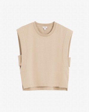 Camiseta Tirantes Cuyana Cropped Mujer Creme Blancas | FPB2829EA