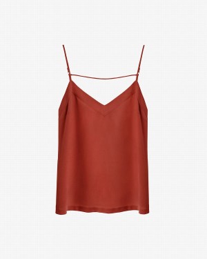 Camiseta Tirantes Cuyana Silk Cami Mujer Rojas | SEH998PT