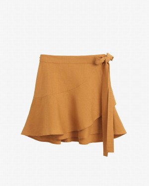 Falda Cuyana Linen Wrap Mini Mujer Naranjas | BRL9974AY