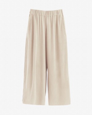 Pantalon Cuyana Washable Silk Wide-Leg Cropped Mujer Marrones | UAW8159CJ