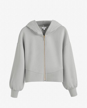 Sudadera con Capucha Cuyana Terry Zip Front Mujer Gris | IRP371SU