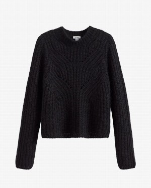 Suéteres Cuyana Alpaca Lana Crewneck Mujer Negras | QJV9749PN