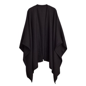 Suéteres Cuyana Baby Alpaca Square Edge Cape Mujer Negras | WCD5250CX