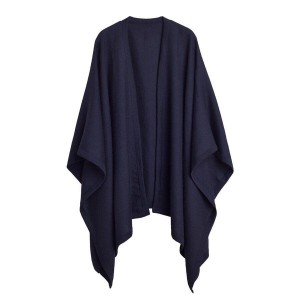 Suéteres Cuyana Baby Alpaca Square Edge Cape Mujer Azul Marino | MOZ527NA