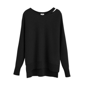 Suéteres Cuyana Recycled Cashmere Split-Neck Mujer Negras | XVC5030UX