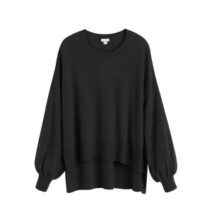 Suéteres Cuyana Single-Origin Cashmere Open Side Mujer Negras | XRL3054SH