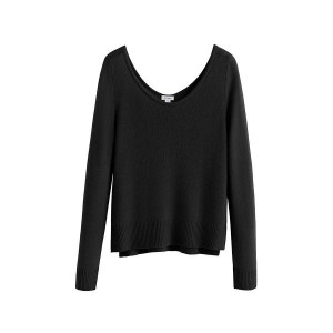 Suéteres Cuyana Single-Origin Cashmere Scoop Neck Mujer Negras | CCJ2144SH