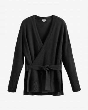 Suéteres Cuyana Single Origin Cashmere Wrap Mujer Negras | FAR5088XP