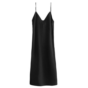 Vestido Cuyana Silk Slip Mujer Negras | OHG3314VJ