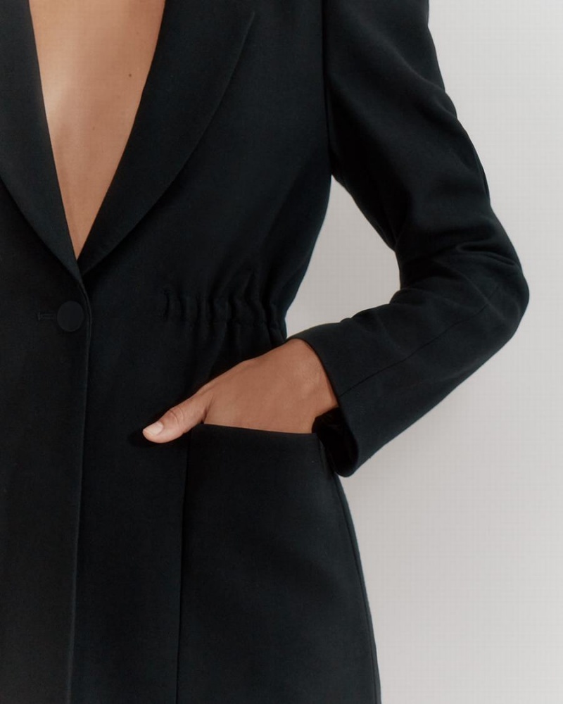 Blazers Cuyana Draped Sleeve Mujer Negras | SZN6432JZ