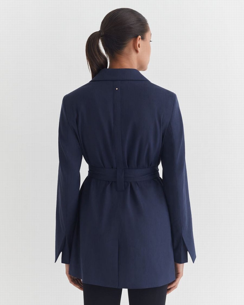 Blazers Cuyana Linen Relaxed Mujer Azul Marino | OQT1460WW