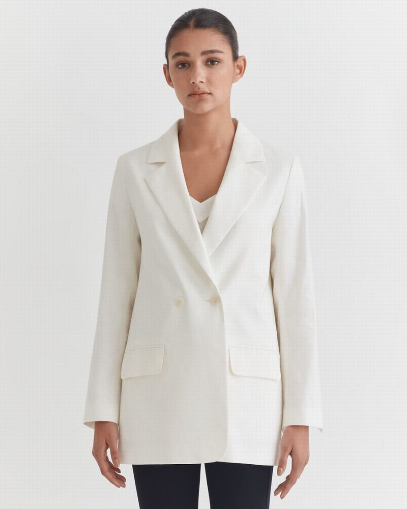 Blazers Cuyana Linen Relaxed Mujer Blancas | YJE3943AO