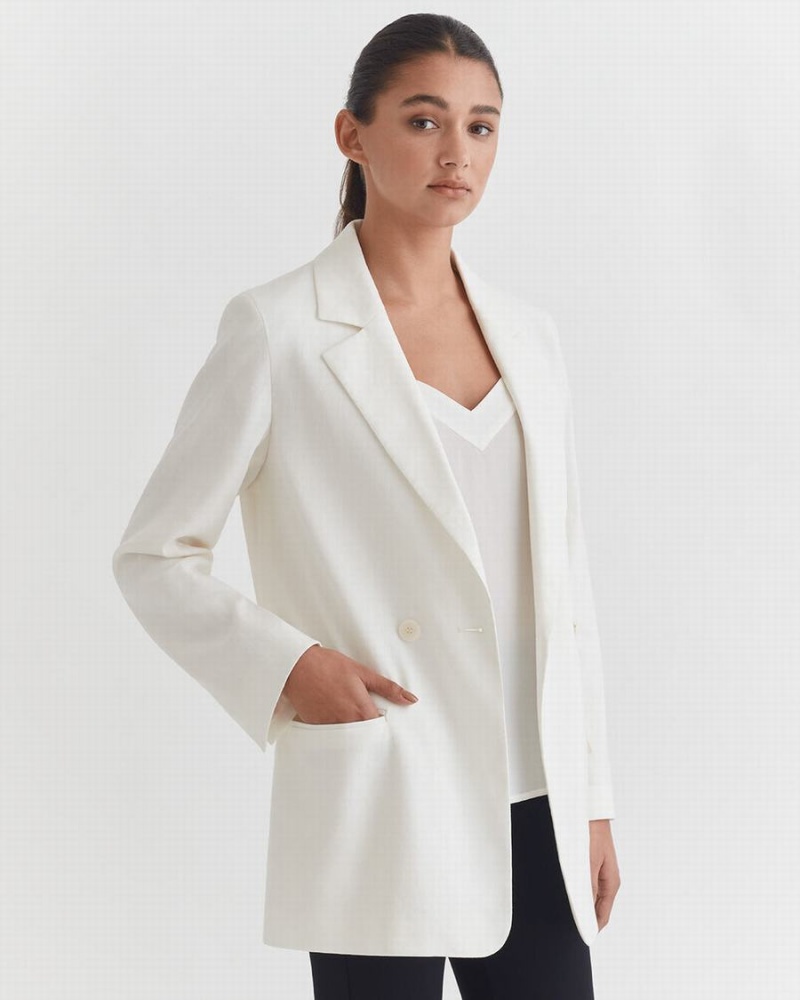 Blazers Cuyana Linen Relaxed Mujer Blancas | YJE3943AO