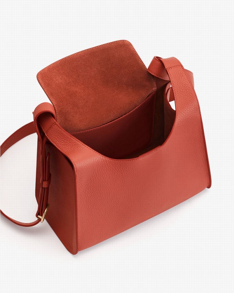 Bolsa De Hombro Cuyana Double Loop Mujer Coral Oscuro | FGA989GC