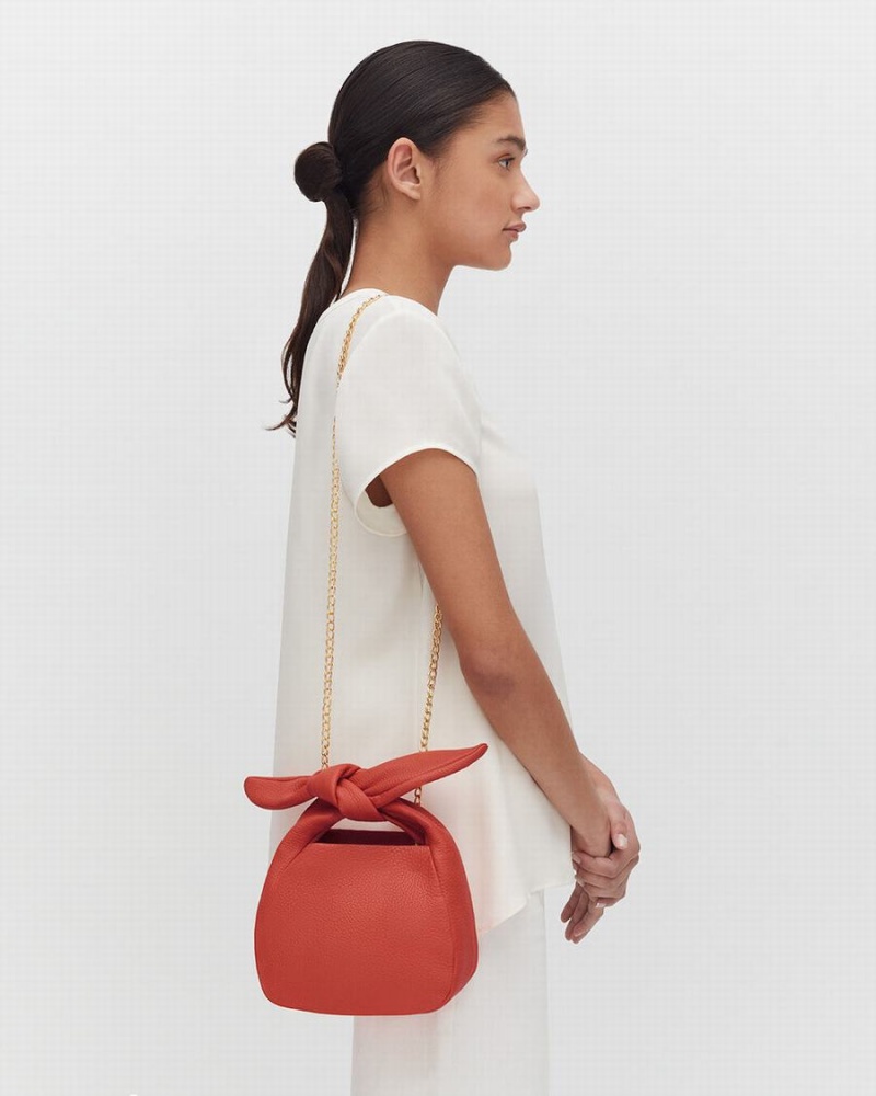 Bolsa De Hombro Cuyana Mini Bow Mujer Coral Oscuro | OBS6179DT