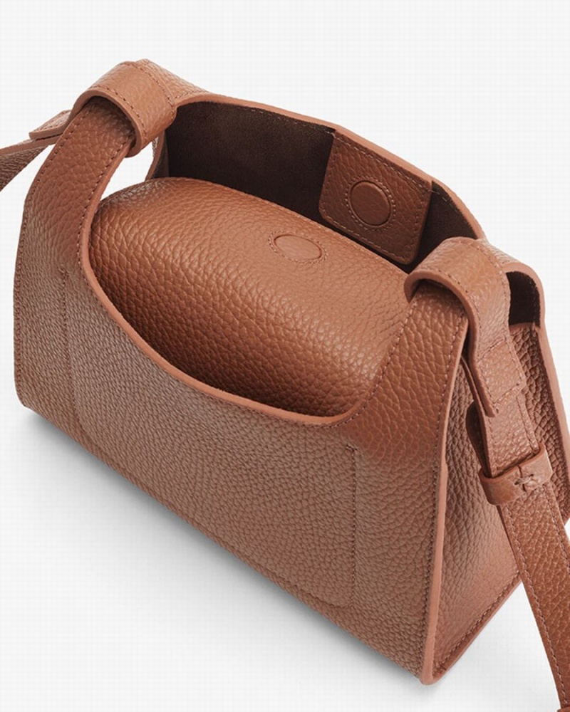 Bolsa De Hombro Cuyana Mini Double Loop Mujer Marrones | QZV1840UW