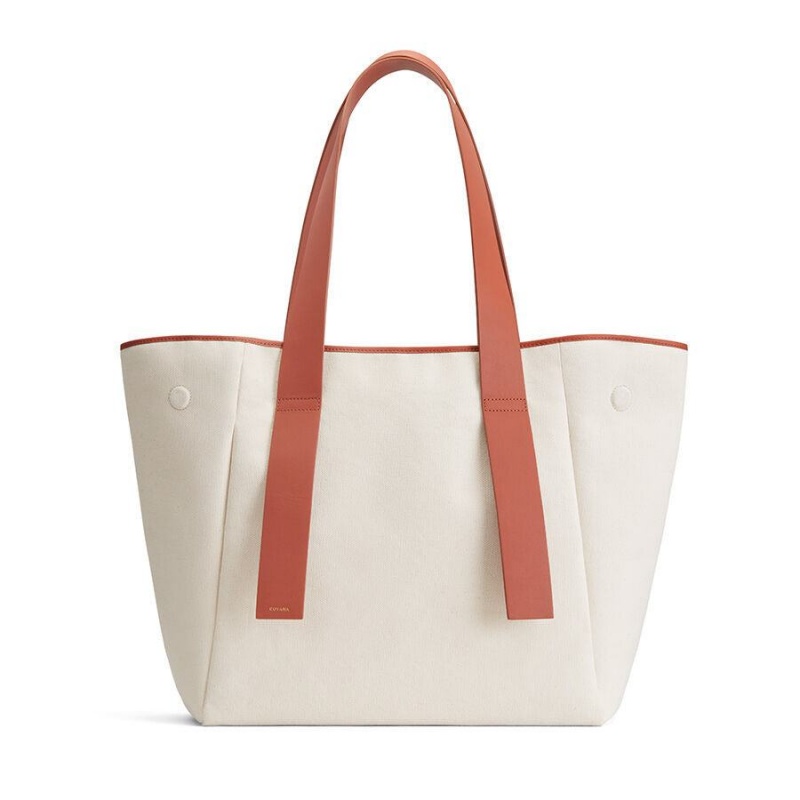 Bolso Tote Cuyana Canvas Mujer Beige | AIS1811OE