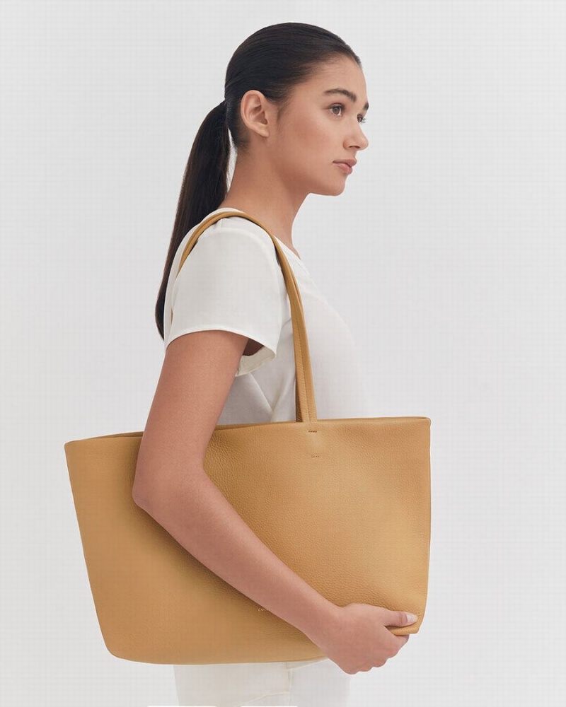 Bolso Tote Cuyana Small Easy Mujer Amarillo Marrones | GXJ9265VR