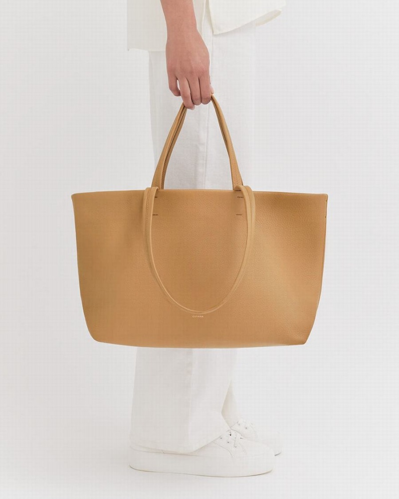 Bolso Tote Cuyana Small Easy Mujer Amarillo Marrones | GXJ9265VR