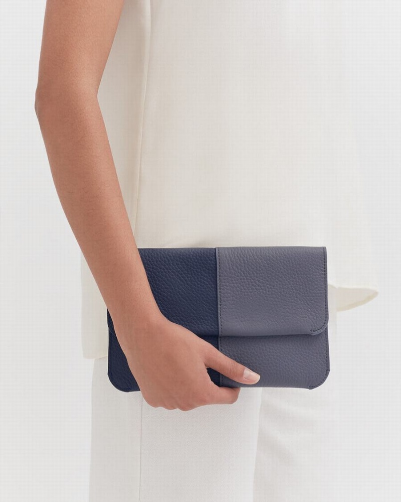 Bolso de Mano Cuyana System Flap Mujer Azul Marino | MFE4635NG