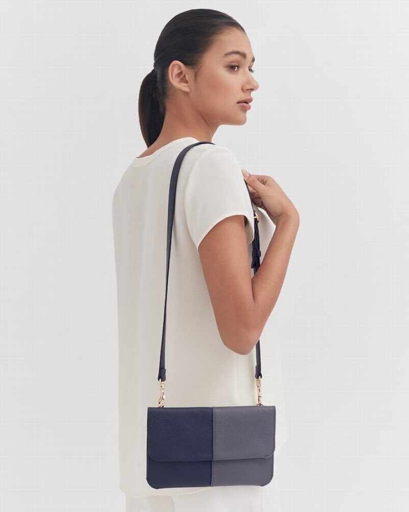 Bolso de Mano Cuyana System Flap Mujer Azul Marino | MFE4635NG