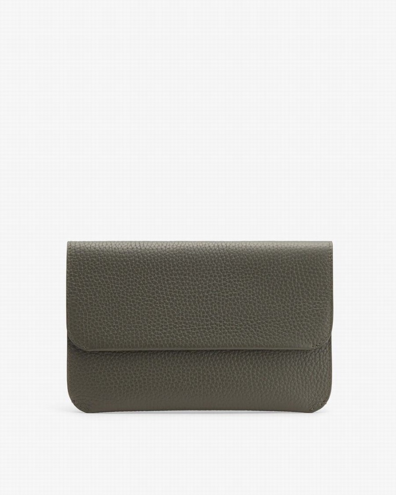 Bolso de Mano Cuyana System Flap Mujer Verde Oscuro | ZPM234GY