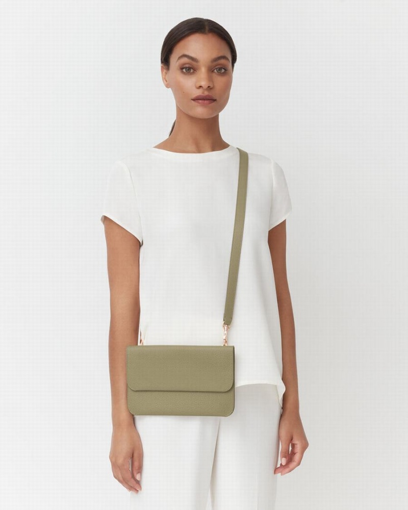 Bolso de Mano Cuyana System Flap Mujer Verde | FCL1428BP