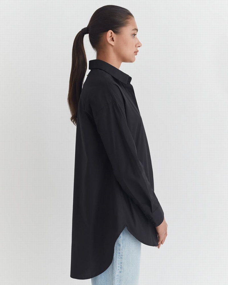 Camisas Cuyana Poplin Oversized Mujer Negras | AQJ7179WI