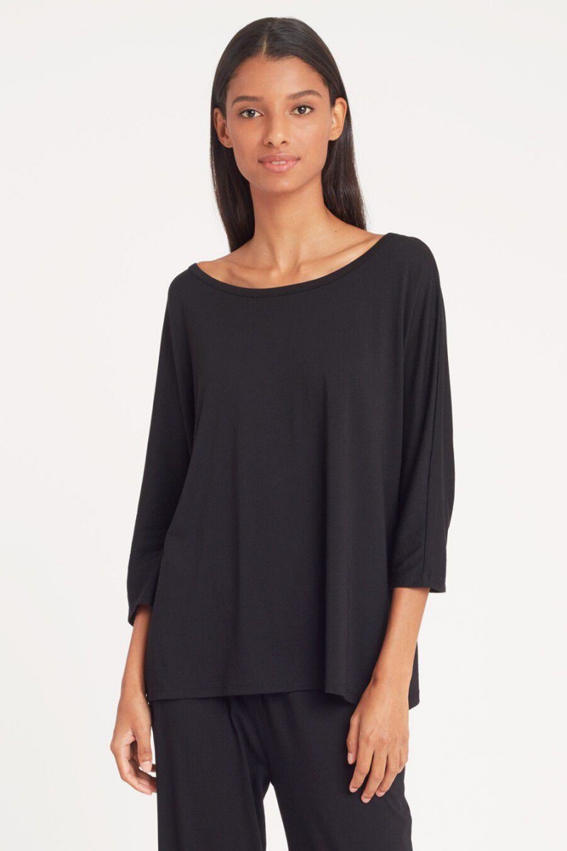 Camiseta Cuyana Organic Pima Drape-Back Mujer Negras | APF3623YU