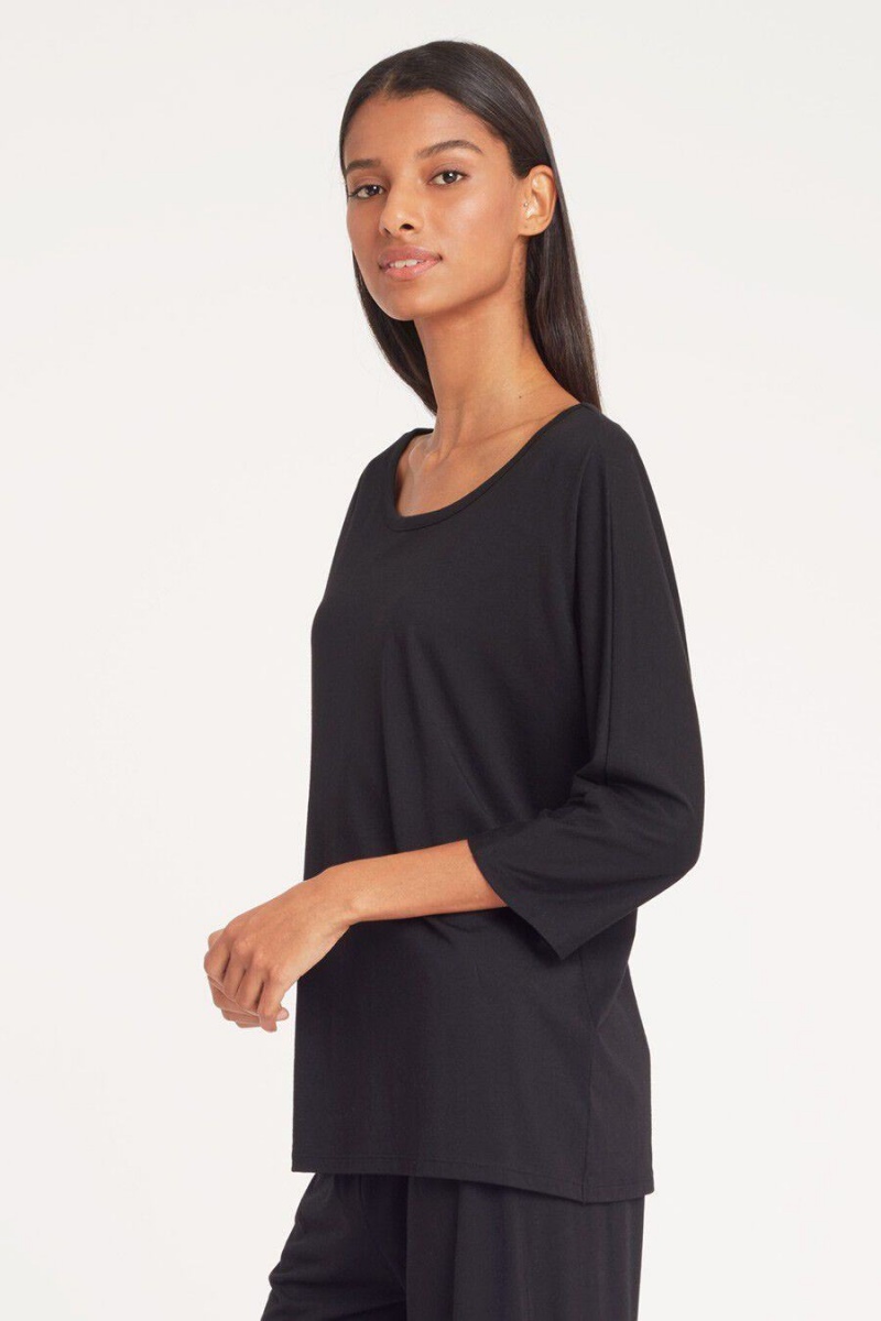 Camiseta Cuyana Organic Pima Drape-Back Mujer Negras | APF3623YU