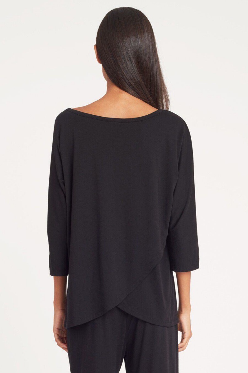 Camiseta Cuyana Organic Pima Drape-Back Mujer Negras | APF3623YU