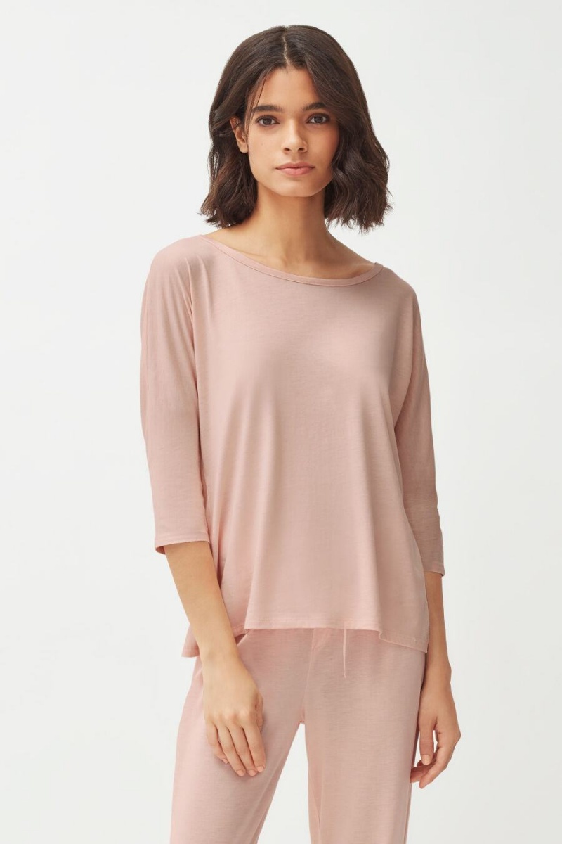 Camiseta Cuyana Organic Pima Drape-Back Mujer Rosas | SLW9647DO