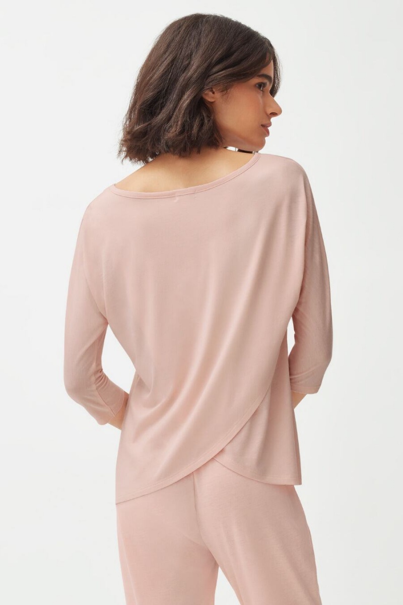 Camiseta Cuyana Organic Pima Drape-Back Mujer Rosas | SLW9647DO