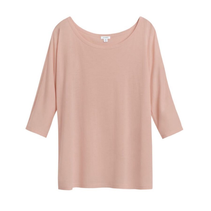 Camiseta Cuyana Organic Pima Drape-Back Mujer Rosas | SLW9647DO