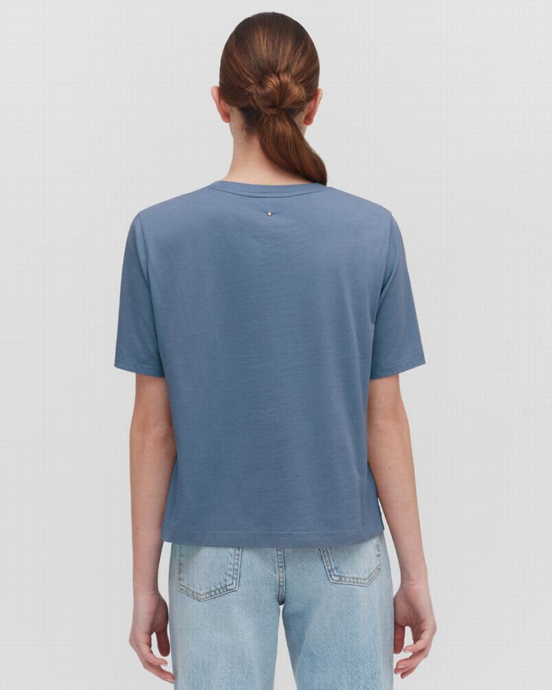 Camiseta Cuyana Pima Cropped Tee Mujer Azules | XGT3982XV