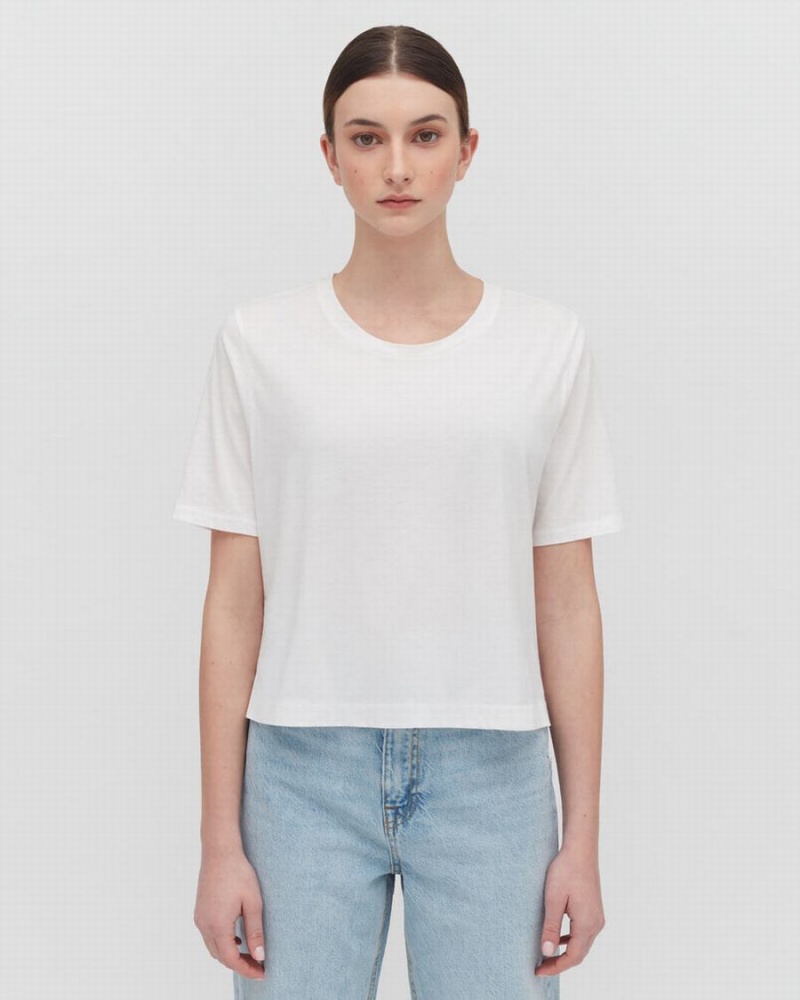 Camiseta Cuyana Pima Cropped Tee Mujer Blancas | RDM9366PH