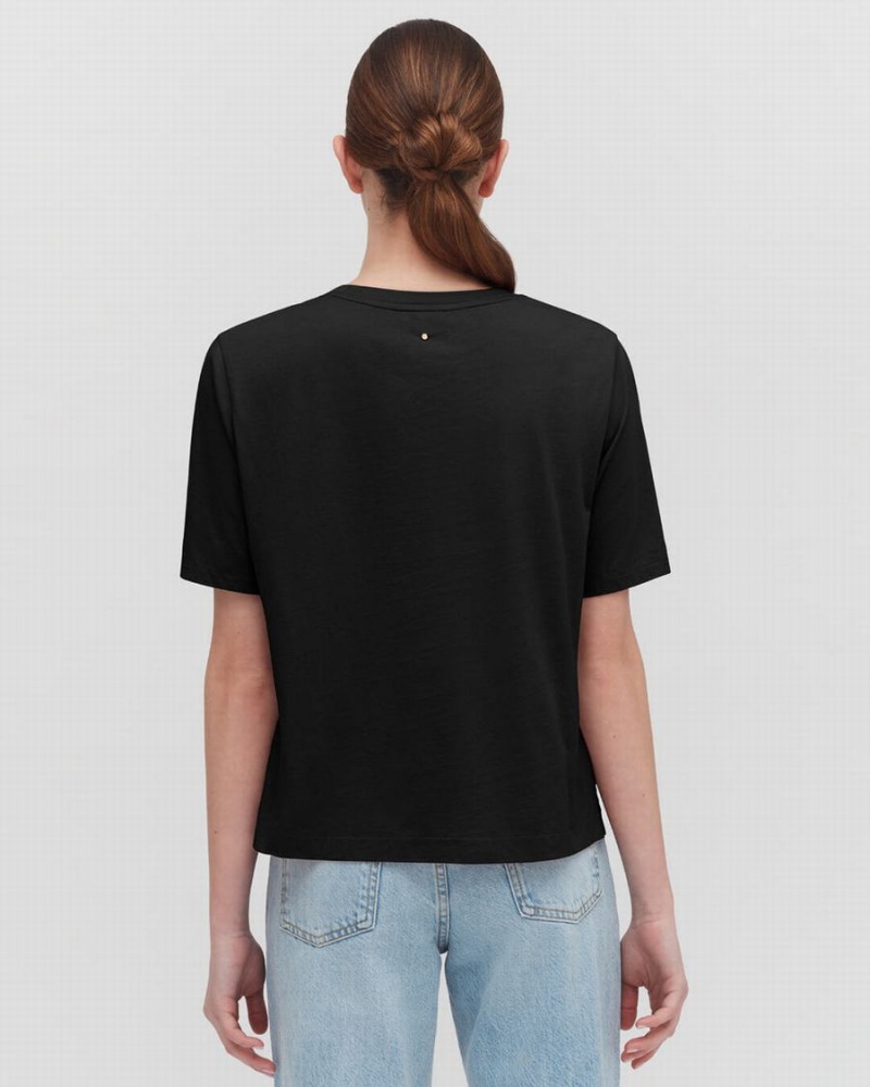 Camiseta Cuyana Pima Cropped Tee Mujer Negras | QEL5993XA