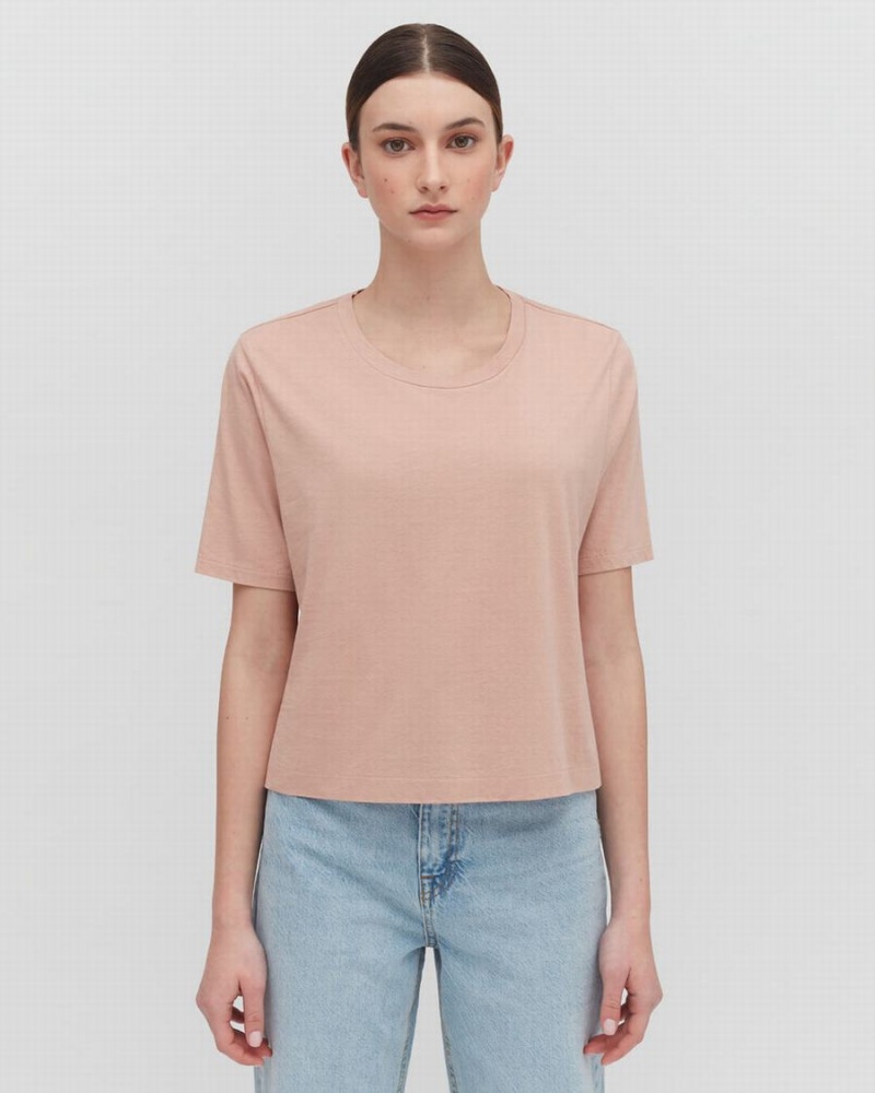 Camiseta Cuyana Pima Cropped Tee Mujer Rosas | OZB596SW