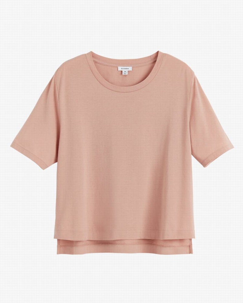 Camiseta Cuyana Pima Cropped Tee Mujer Rosas | OZB596SW