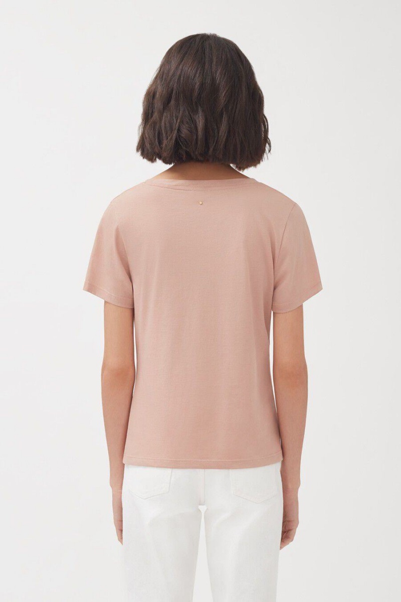 Camiseta Cuyana Pima Scoop Neck Tee Mujer Rosas | VAF553CQ