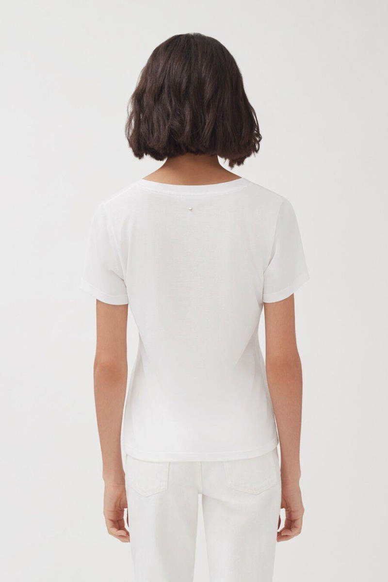 Camiseta Cuyana Pima Scoop Neck Tee Mujer Blancas | BOB1576EB