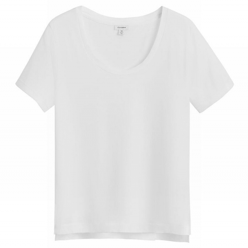 Camiseta Cuyana Pima Scoop Neck Tee Mujer Blancas | BOB1576EB